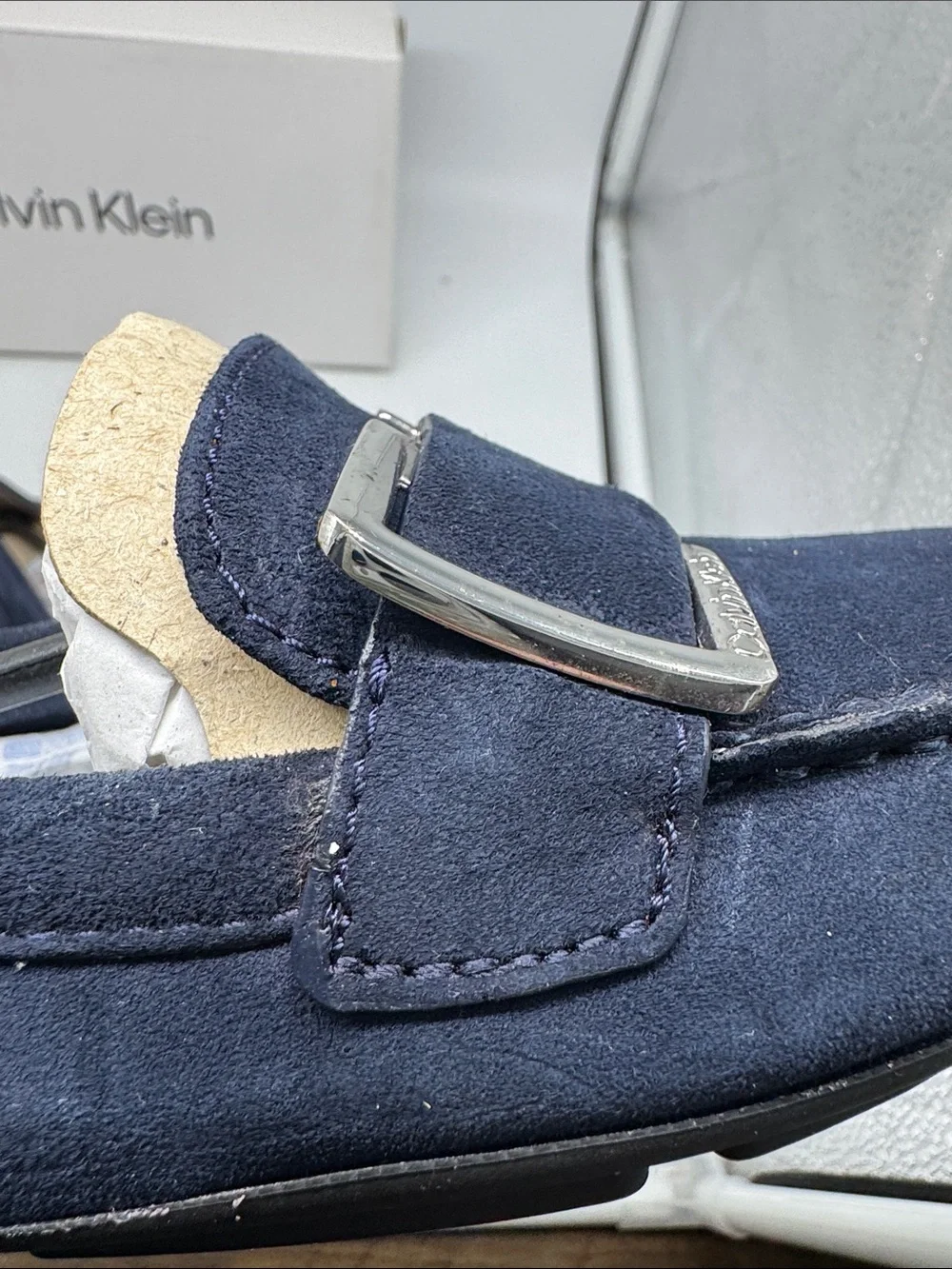 Calvin Klein Navy Blue Suede Lydia Loafers Size‎ 6